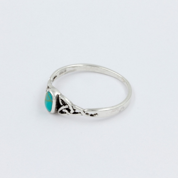 Turquoise Triquetras Band Ring 925 Sterling Silve - Picture 5 of 8